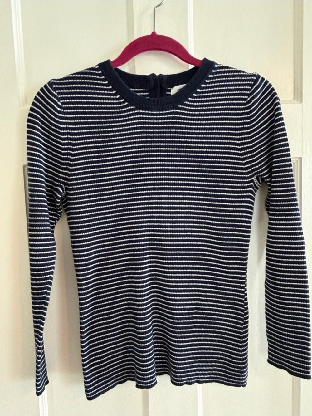 Old Navy Navy & White Striped Zip back Long Sleeve Top